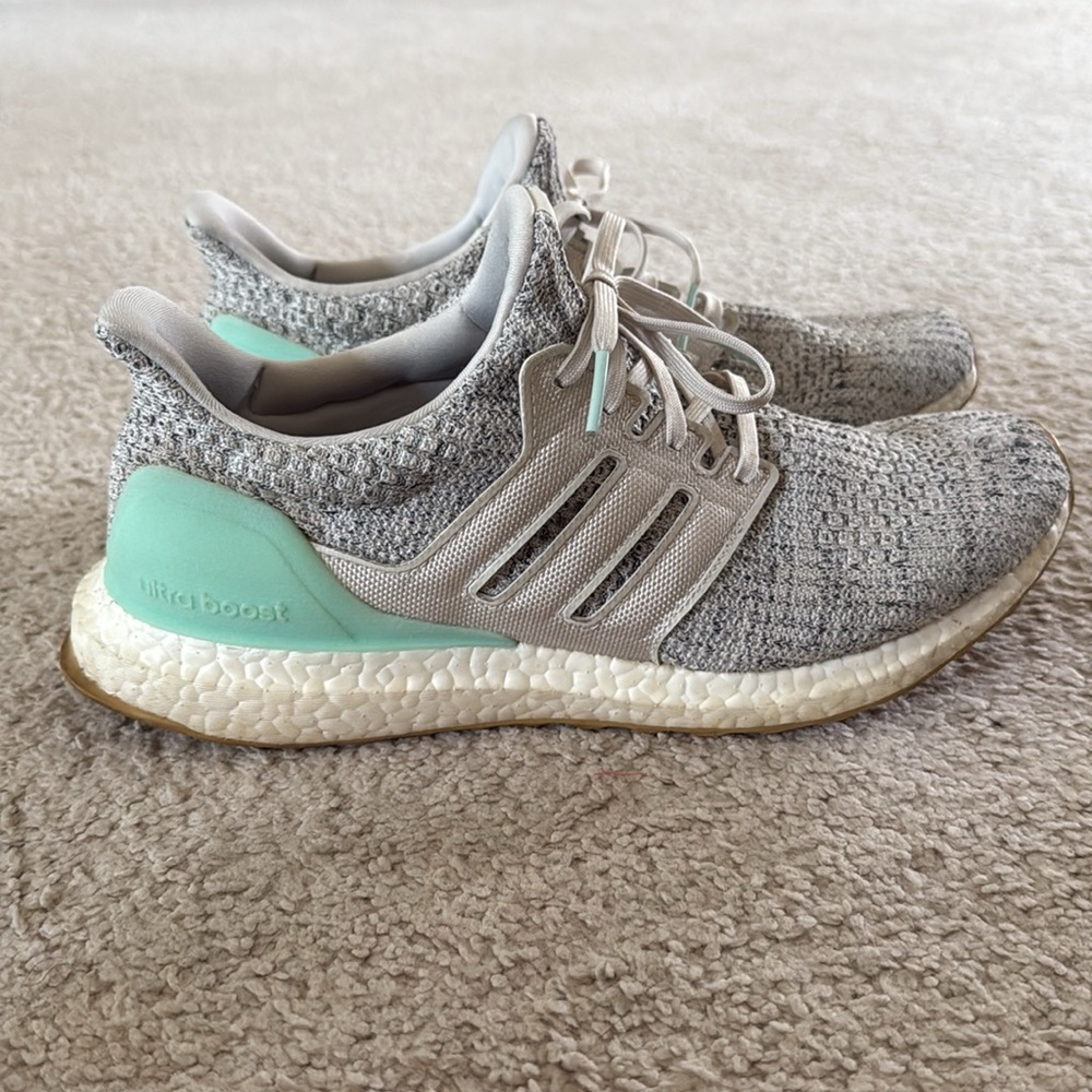 Adidas Ultraboost 4.0 Carbon Mint - 9 - well worn with flaw